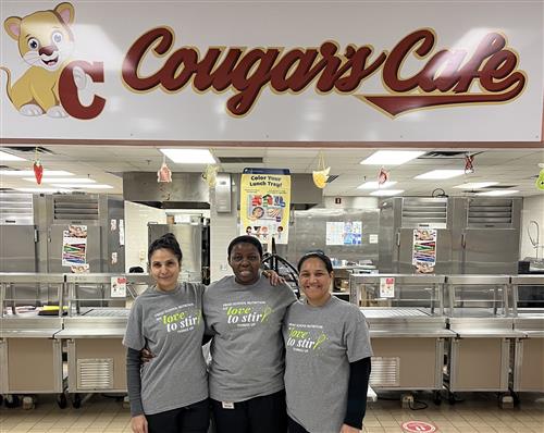 3 staff cafeteria staff members at CWE