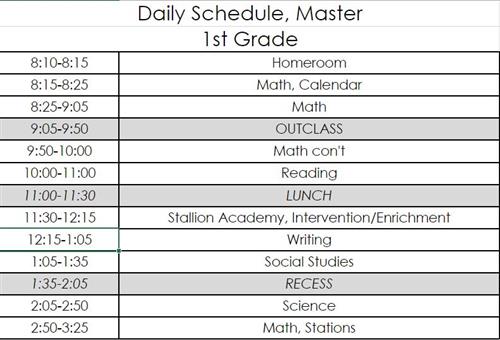 First Grade Schedule