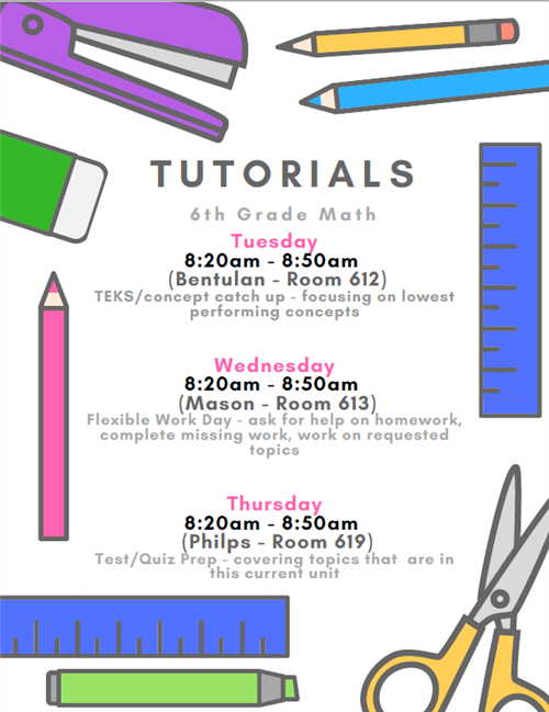 tutorials schedule