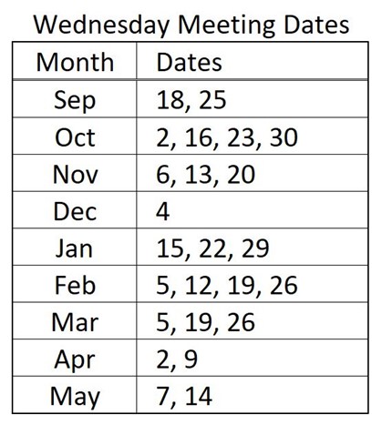 Coding Club Meeting Dates