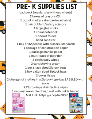 graphic of pre k supply list