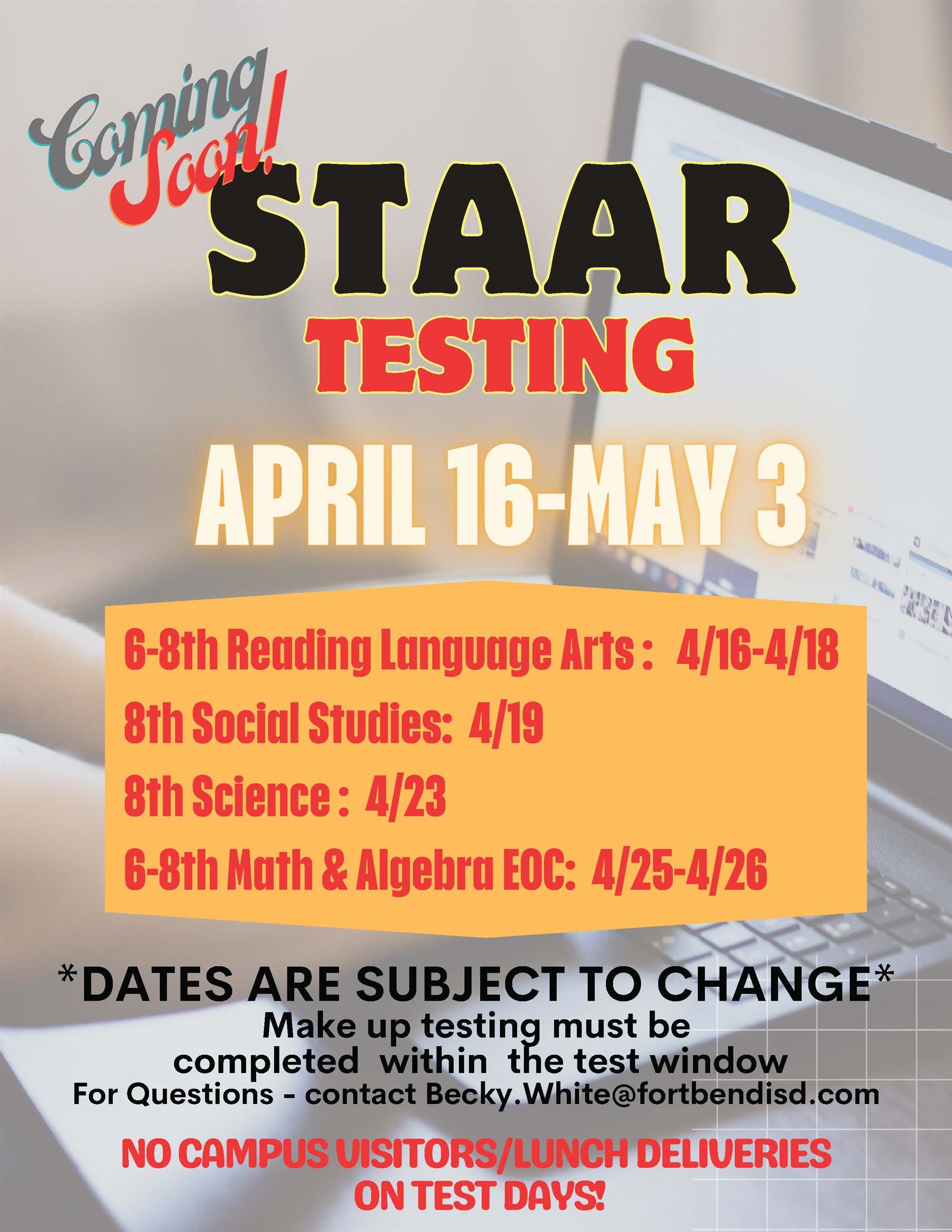 Click HERE for STAAR Testing Dates