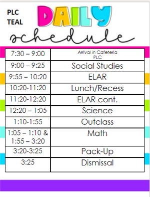 Teal Schedule