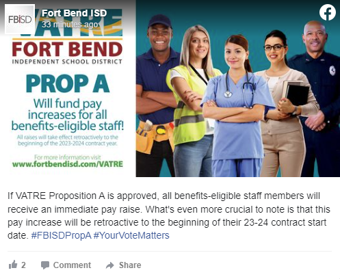 Facebook post on benefits eligible staff