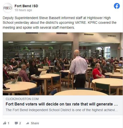 Facebook post on KPRC article on VATRE
