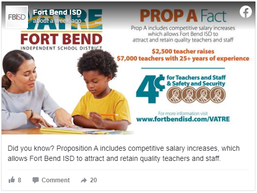 Facebook post on Prop A Fact