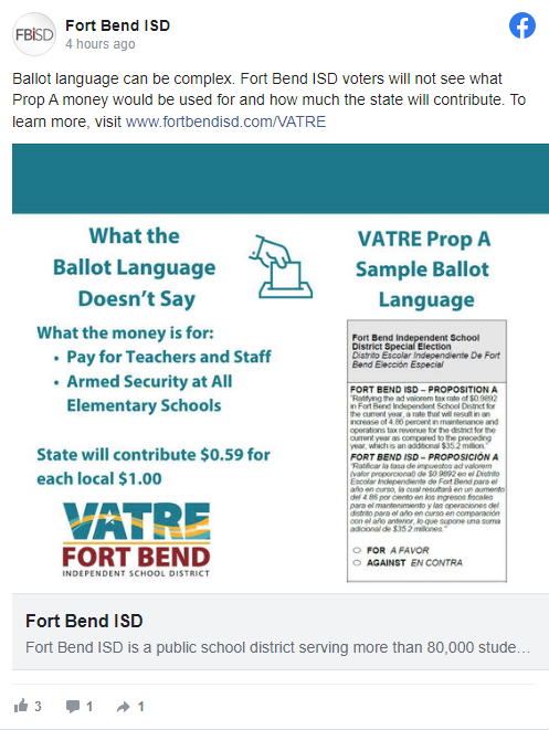 Facebook post about VATRE ballot language