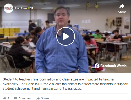 Facebook Watch video of classroom ratios and class sizes