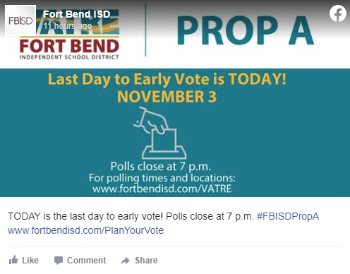 VATRE post about today being the last day to early vote