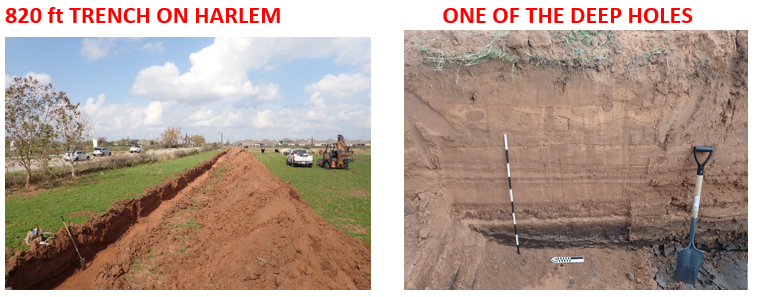 Field Work photos of trench on Harlem and photo of one of the deep holes