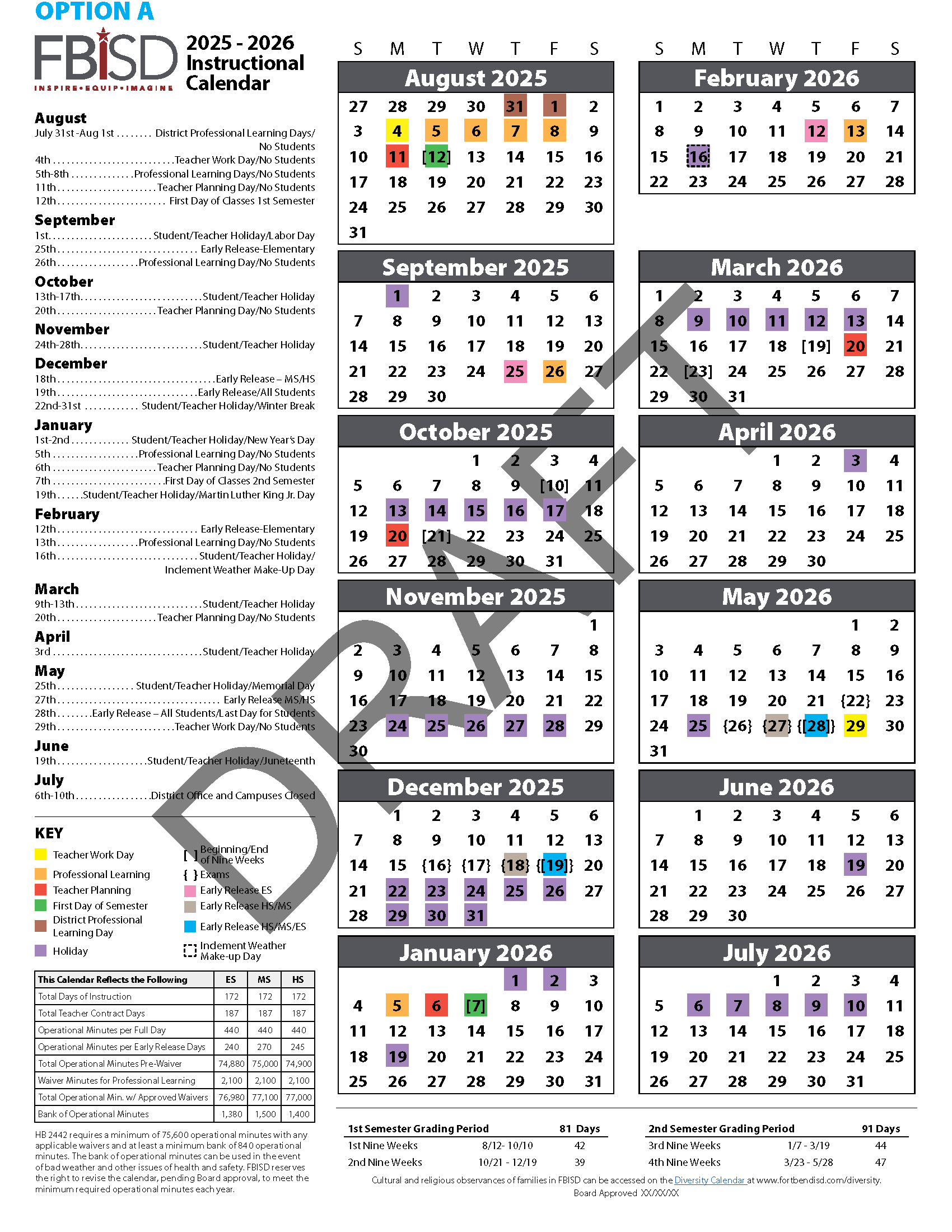 Calendar Options / 2025-2026 School Calendar Options
