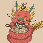Dulles VSA logo is a red dragon eating noodles with chopsticks out of a bowl