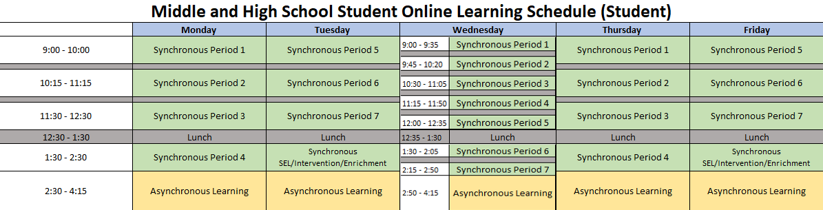 Student Class Schedule