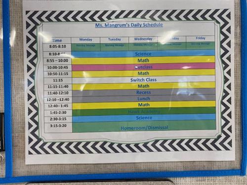 Ms. Mangrum's Daily Schedule