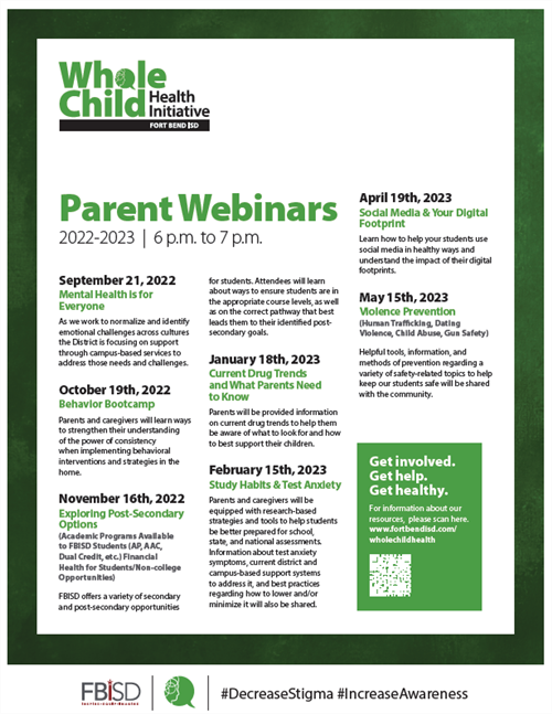 Whole Child Health kicks off 2023 with parent seminar, “Current Drug Trends  and What Parents Need to Know,” Jan. 18 (12/12/2022)