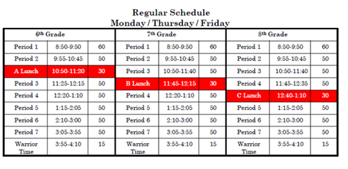 bell schedule