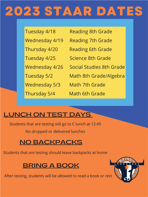 2023 STAAR Dates