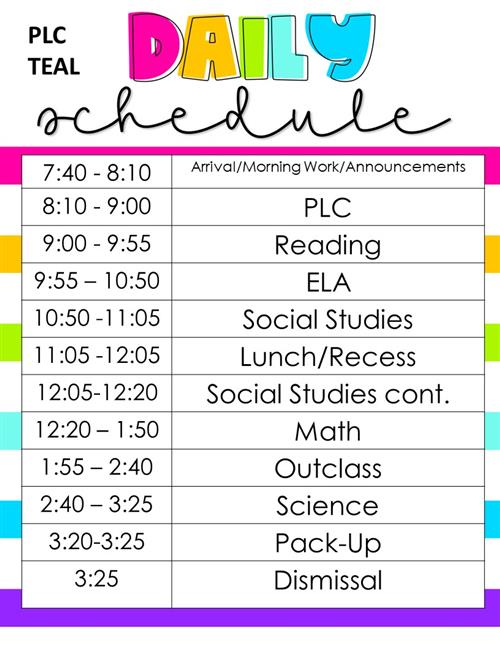 PLC Daily Schedule